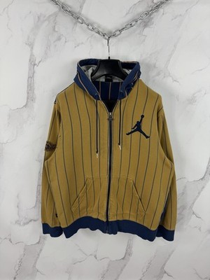Vintage Jordan Multi Patch Logo Stripe Zip Up Hoodie Size XL