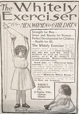 1901 WHITELY EXERCISER Weight Lifting Pulley System Vtg Print Ad w/2Little Girls