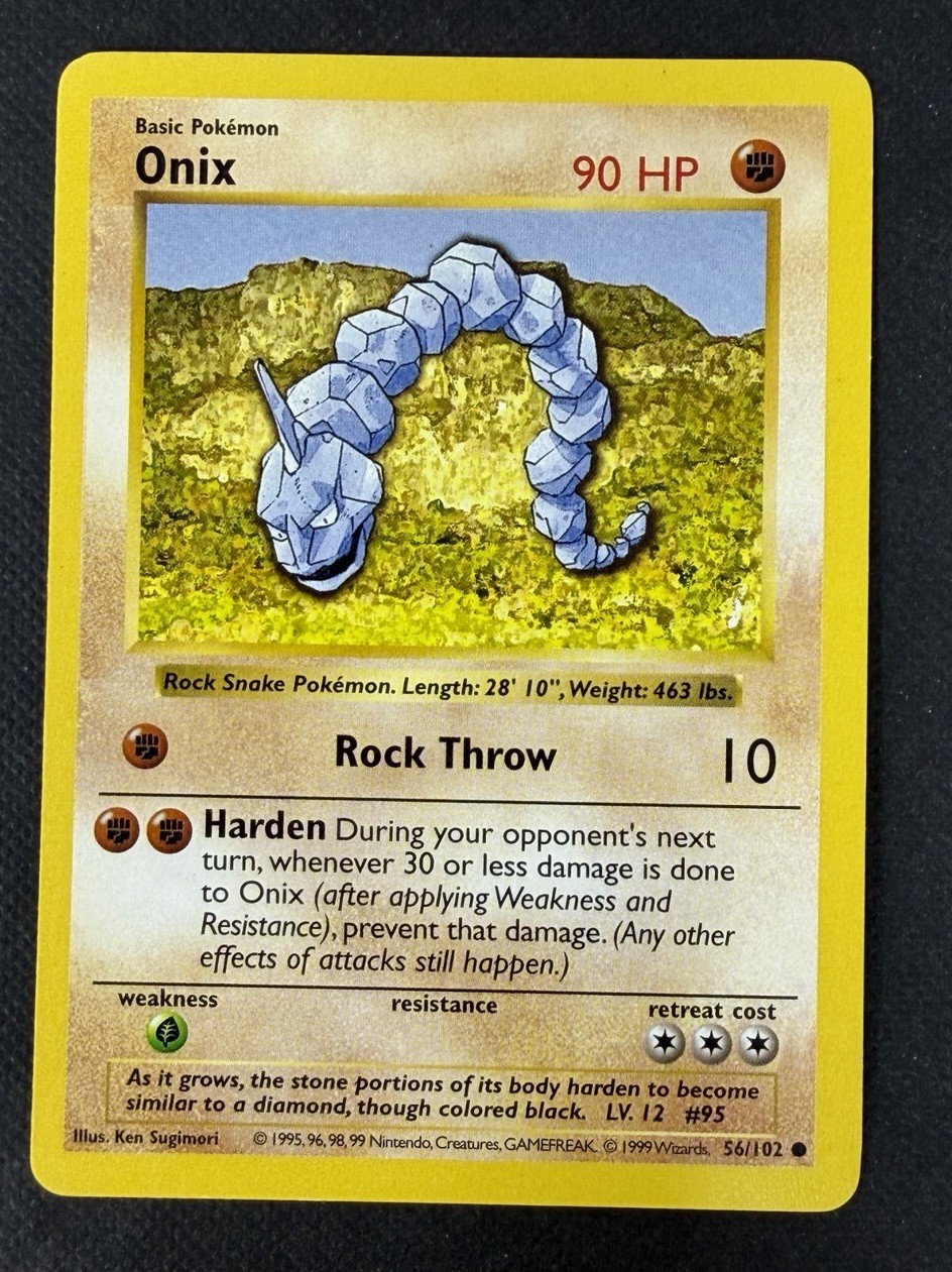 Onix - Shadowless - 56/102 Base Set - Pokémon TCG - 1999