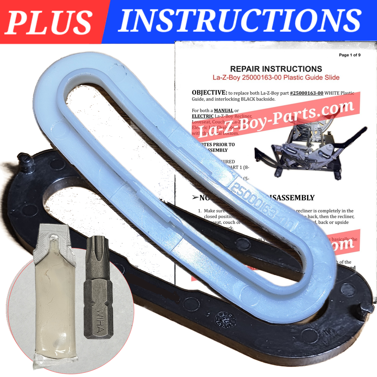 GENUINE! La-Z-Boy Lift, Recliner, Sofa 25000163-00 Plastic Guide