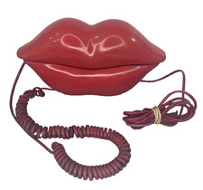 TeleMania Corded Telephone Red HOT LIPS Push Button VTG Novelty 80s 90s Untested