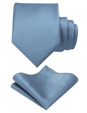 Solid Color Tie and Pocket Square Set for Men Formal Wedding Business Attire