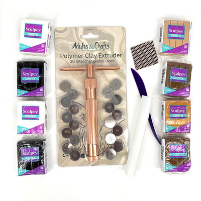 Adults & Crafts Polymer Clay Extruder 20 Discs & 8 Sculpey Clay (2oz) New/Sealed