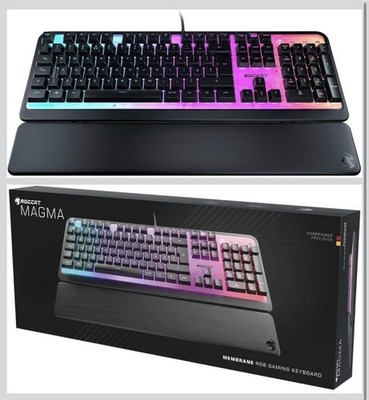 ROCCAT Magma Silent Membrane Switch PC Gaming Keyboard w/ Palm Rest - Black NEW