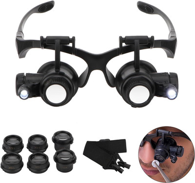 Hands Free Headband Magnifying Glasses Magnifier with Light Jewelers Glasses Eye