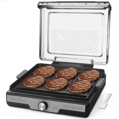 Baker's Friend Smokeless Indoor Grill with Removable Plates, Portable BBQ Gri...