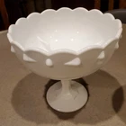 Vintage Indiana Milk Glass White Tear Drop Pedestal Compote Candy Fruit Bowl