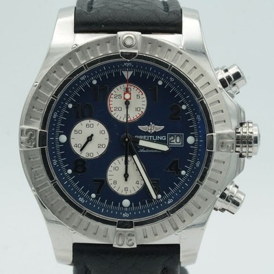 BREITLING SUPER AVENGER A13370 HERREN UHR 48MM STAHL BR608 BLAU SCHÖN