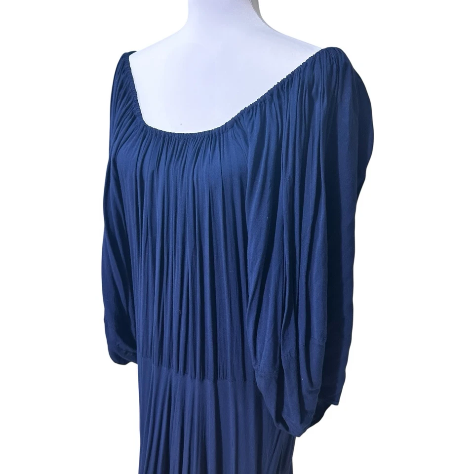 Erika Pena Anthropologie Marissa ярусный с плеча макси платье S/M темно-синий  - Изображение 3 из 4