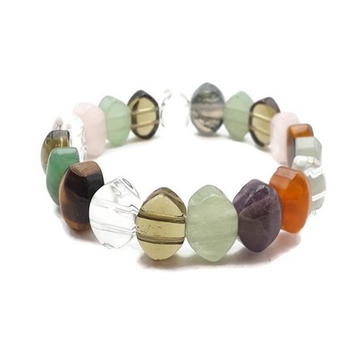 Multi Gemstone Double Drill Eye Shape Bracelet 10x15mm Length 7.5''