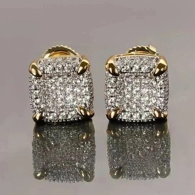 2Ct Round Cut Lab Created Diamond Women's Stud Earrings 14K Yellow Gold Plated