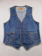 Vintage Levis Orange Tab Denim Vest Made in USA Western Jean Waistcoat