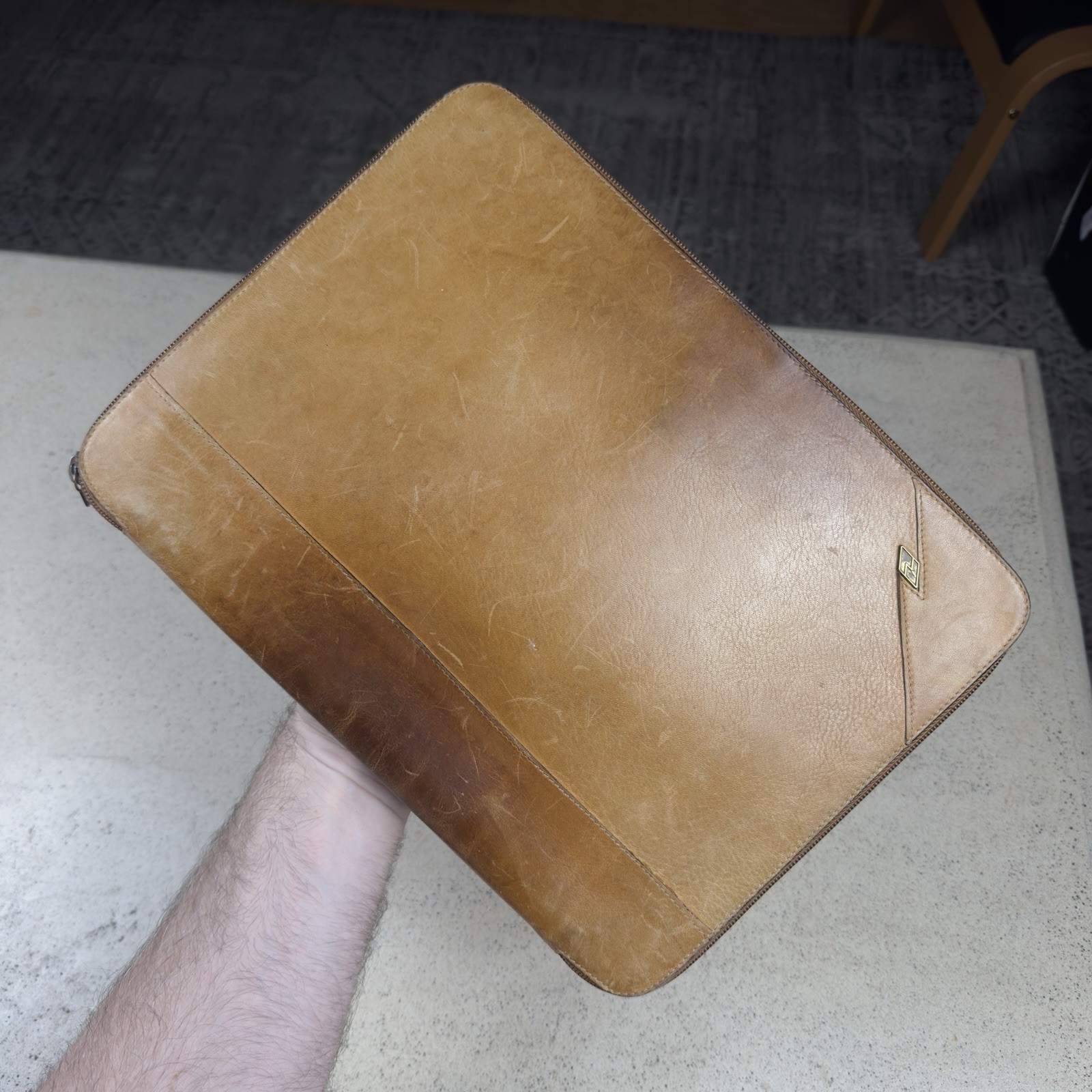 Vintage Leather Folio Zip Organizer Planner Notes