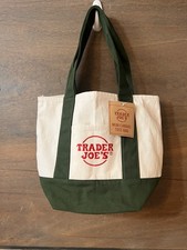 Trader Joe's Mini Canvas Tote Bag in Green NWT