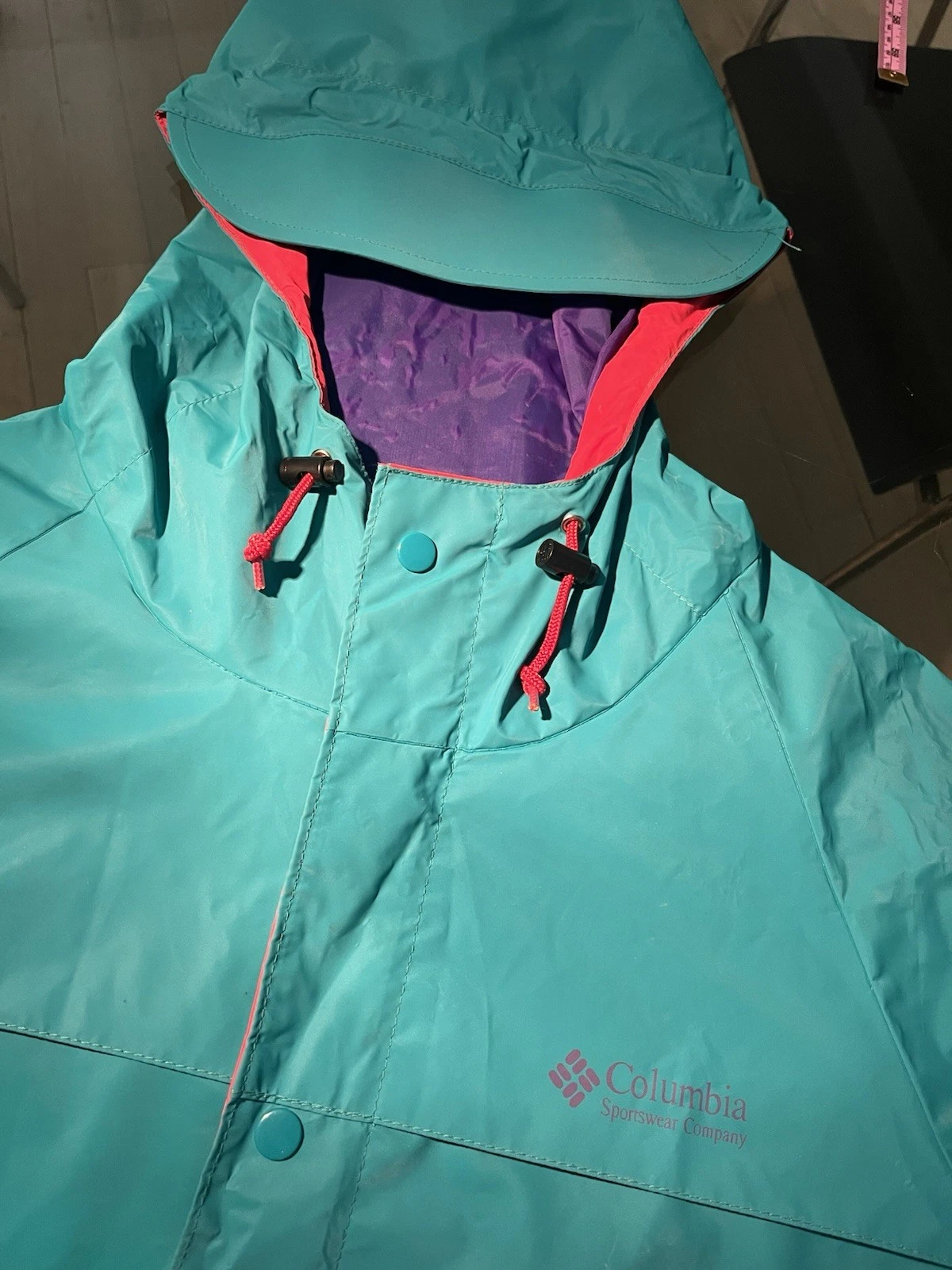 Columbia Rain Suit Teal Xl Jacket/ Large Pants Vintage 90s