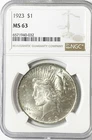 1923 $1 Peace Silver One Dollar US NGC MS63 Philadelphia
