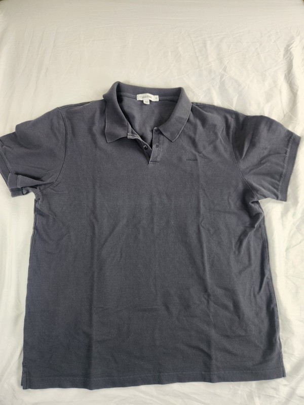 Calvin Klein 2XLarge Men’s Polo Shirt  Gray Short Sleeve Embroidered Logo Cotton