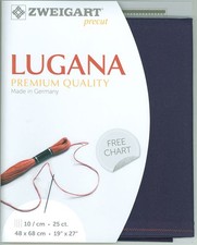 precut Zweigart Fabric 25ct Lugana navy 3835-589 pre