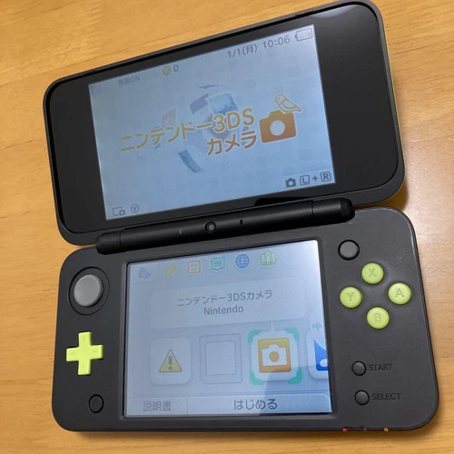 New Nintendo 2DS XL LL Black Lime Console Stylus Working Tested Japanese ver 