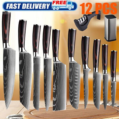 Kitchen Knives Set Stainless Steel Damascus Pattern Sharp Cleaver Chef's Knife