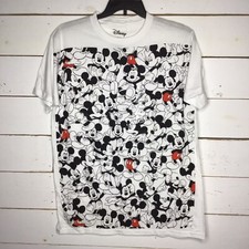 New Disney Mickey Mouse White Repeating T Shirt Short Sleeve White Men's Large