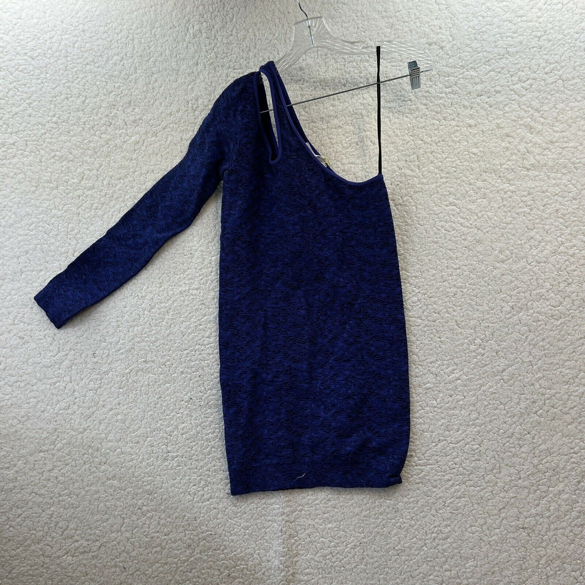 bcbg one shoulder blue dress BCBGMAXAZRIA BCBG One Shoulder Embroidered Stripe Dress Blue Combo Size 0