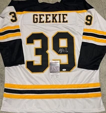 Morgan Geekie Boston Bruins Autographed Signed Black Style Jersey XL coa=JSA