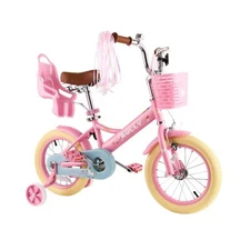 RULLY Kids Bike 12 14 16 inch for 2-7 Years Girls with Training Wheels & Fron...