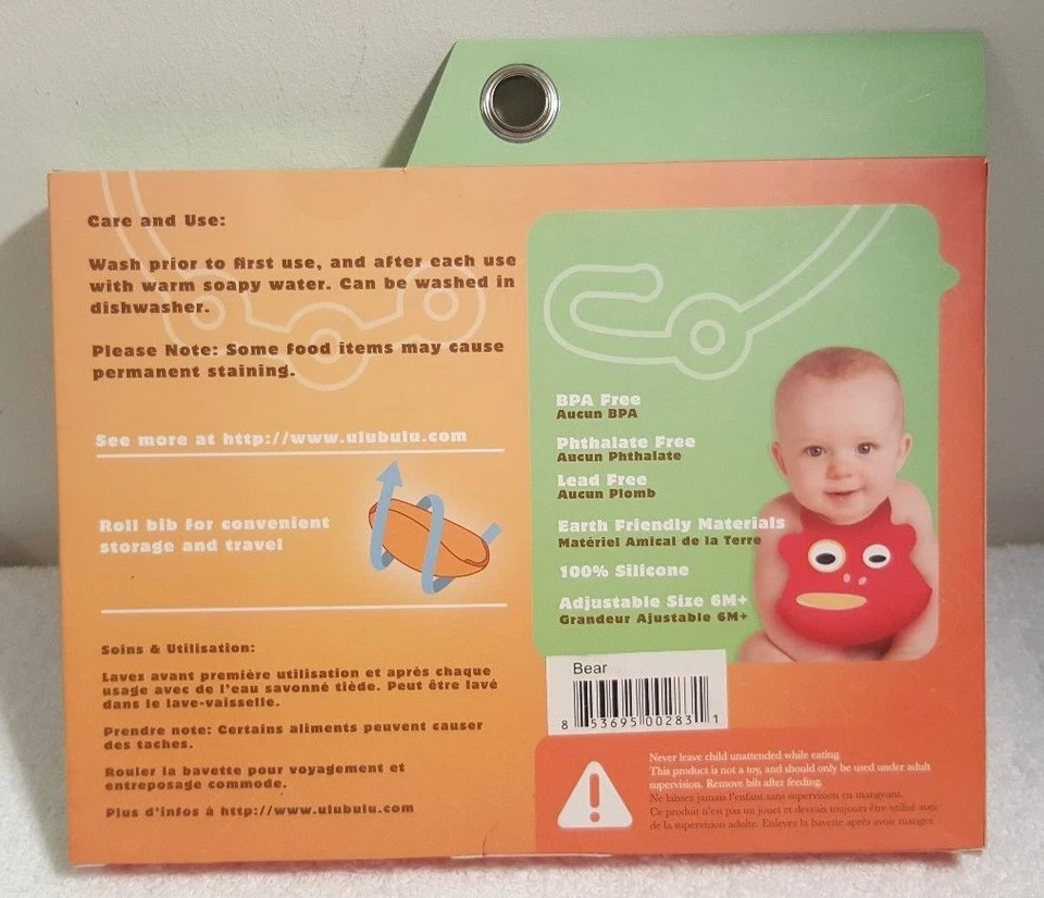 NEW Ulubulu Silicone Baby Toddler Bib Brown Dog Crumb Catcher Dishwasher Safe - Image 2 of 4