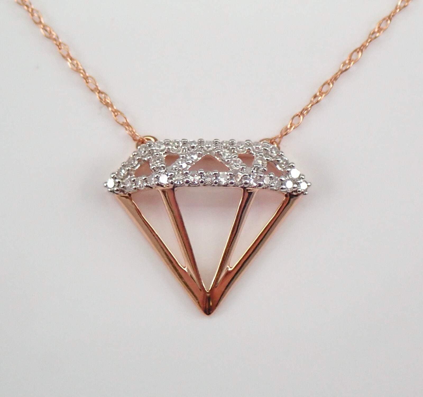 Rose Gold Diamond Station Necklace Engagement Gift Choker Pendant Chain