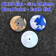 28.5MM Planet Earth Mechanical Watch Dial Accessories For NH35/NH36 Movement