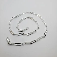 925 Sterling Silver Paperclip Chain Necklace Bracelet Italy 3mm Sizes 7-30 inch