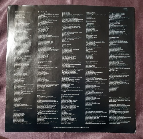 Queen - Hot Space LP Elektra E1-60128 1982 1st Pressing w/ Inner Sleeve - Picture 4 of 6