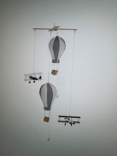 Airplane and Hot Air balloon hanging/celling mobile. Neutral Kids Room Decor