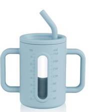 Baby Silicone Straw Cup, 2PCS Silicone Training Cup , 210ml/7oz
