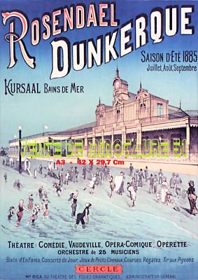 Rosendael. Dunkirk 59 Kursaal, sea baths. 1885 Summer Season - A3 Plasticized