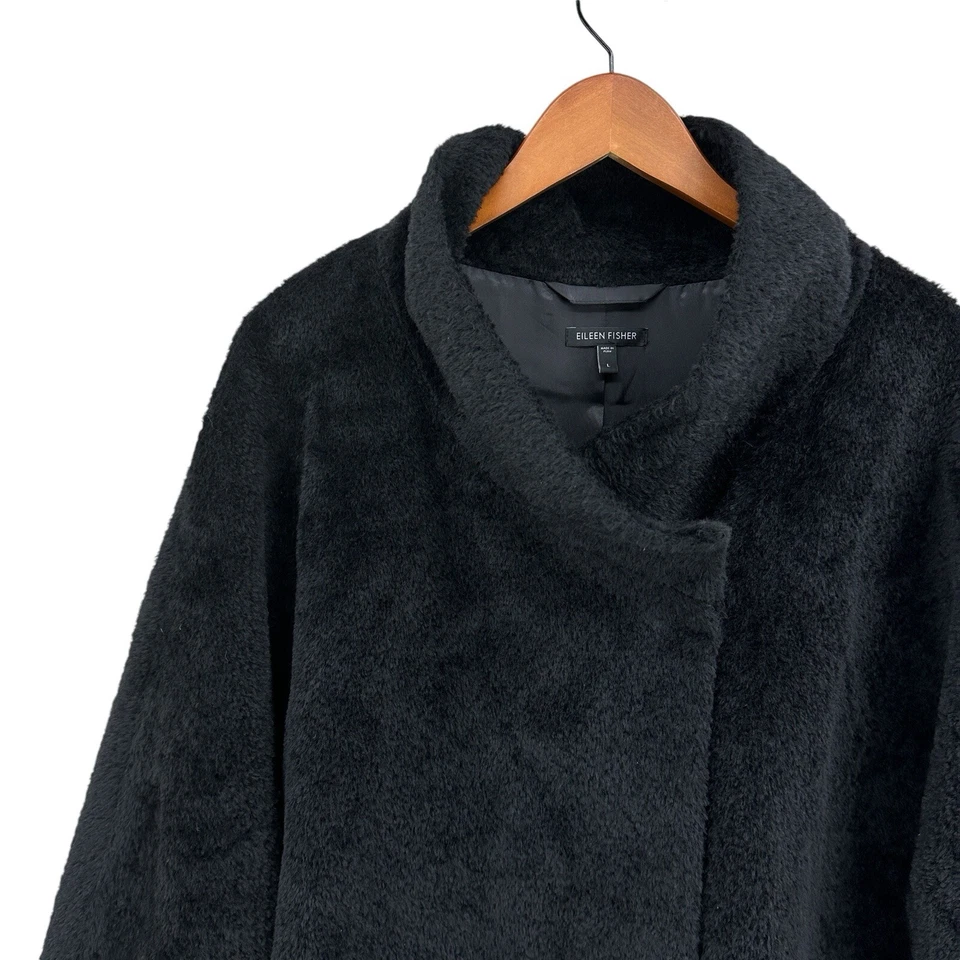 Куртка женская Eileen Fisher большая черная шерсть мех альпаки 2 застежки T468 - Изображение 4 из 4