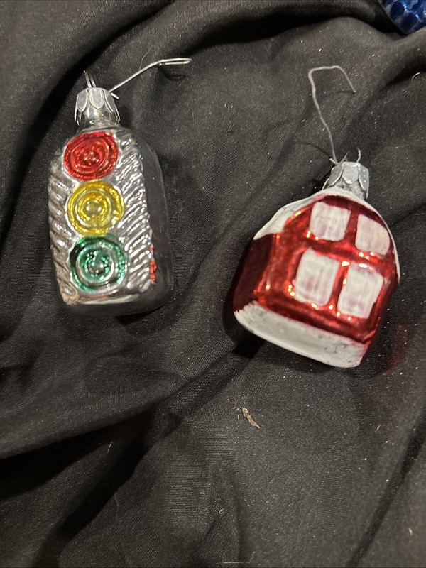 2 Vintage Glass Blown Stop Light And Home Ornaments