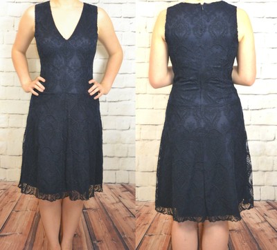 blue lace a line dress