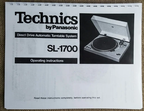 Technics SL-1700 Turntable Owners Manual
