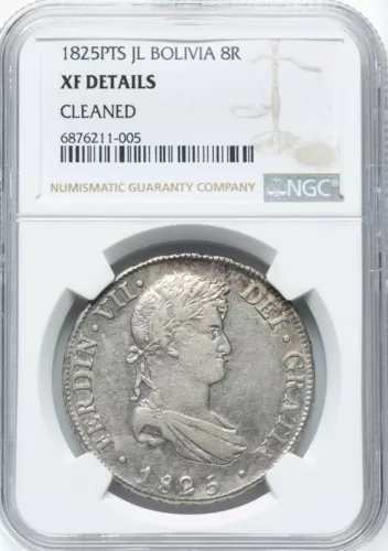 Bolivia - 1825 PTS-JL Ferdinand VII - 8 Reales - NGC XF Details - PLEASING