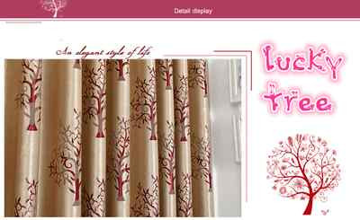 Lifejoy Blockout Eyelet Curtains – Double Sided Camel With Plant Tree Pattern