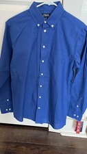 NEW Chaps Button Down Oxford Dress Shirt Boys Size 16 Blue Long Sleeve NWT