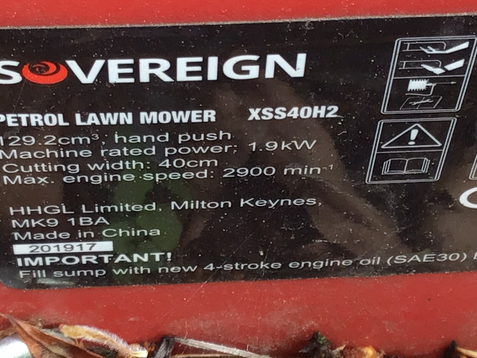 Sovereign XSS40H2 Mower Breaking For Parts Message for Price
