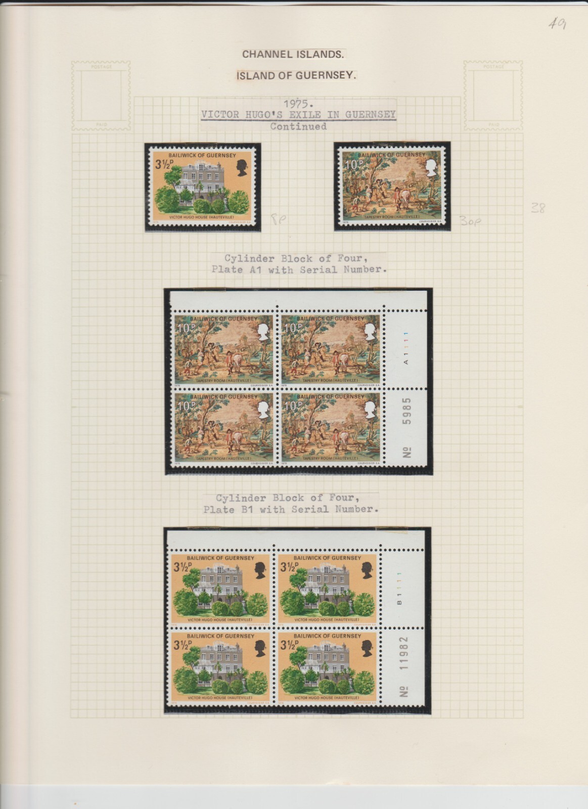 197476 GUERNSEY STAMPS & CYLINDER BLOCKS COLLECTION IN UM/MINT