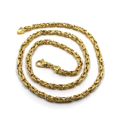 18k yellow gold squared tubular 4.1mm byzantine chain necklace