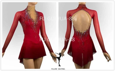 ICE BIRD New Red Figure Skating Dress 208