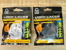 (2) New LOCK LACES Elastic Shoelace & Fastening System Black & White Sealed