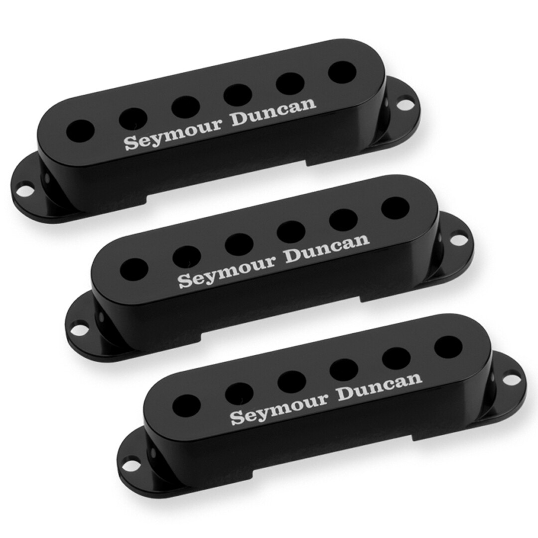 Seymour Duncan Set di 3 Cover Nere con Logo per Single Coil Strat SSL Seymour Du
