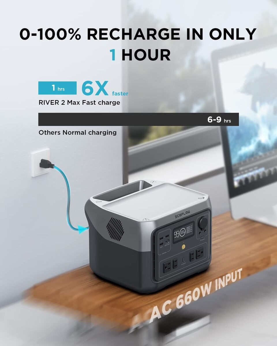 EcoFlow RIVER 2 Max Power Station 512Wh LFP Generator EcoFlow RIVER 2 Max Power Station 512Wh LFP Generator